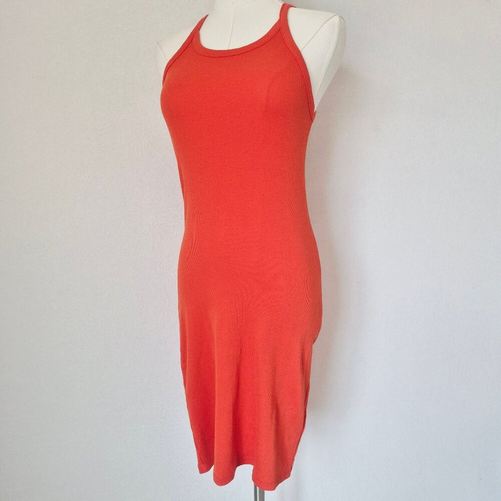 NWoT Madewell Supima Ribbed Knit Mini Tank Dress Stretchy Roasted Squash - Picture 2 of 14